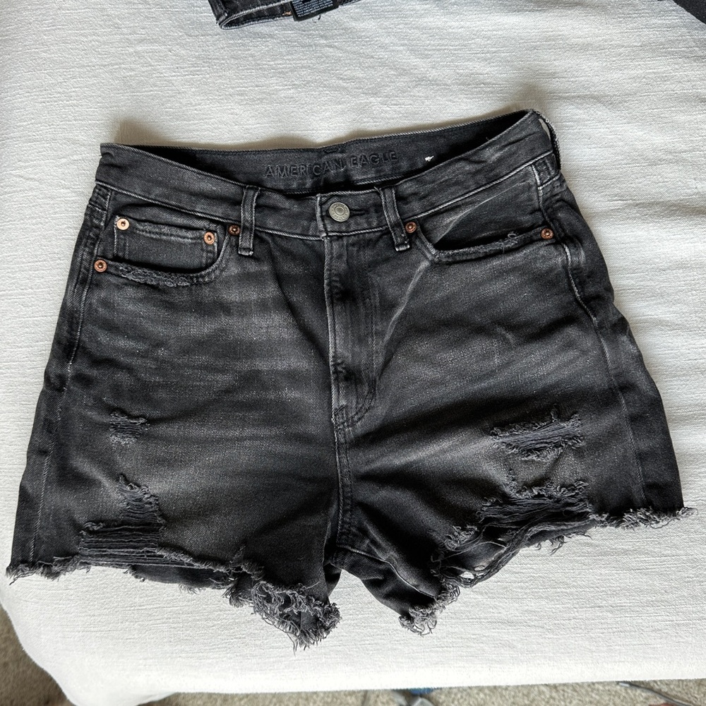 American Eagle Black Distressed Shorts